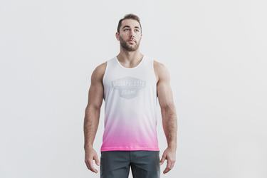Nobull Wodapalooza Dip-Dye Men's Tank Tops Pink | Australia (XM1062)